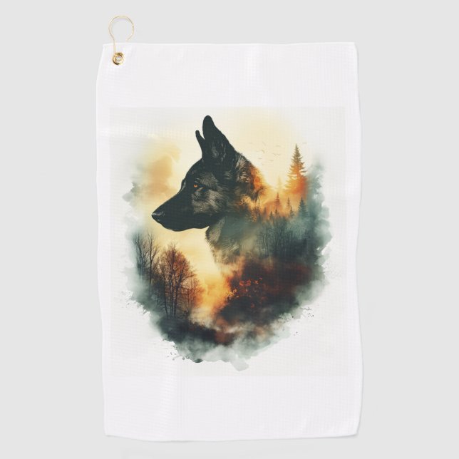 German Shepherds as Ghostly Guides Golf Towel (Front)