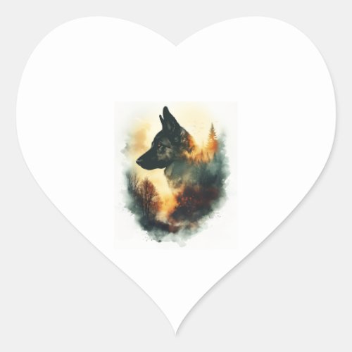 German Shepherds as Ghostly Guides Heart Sticker