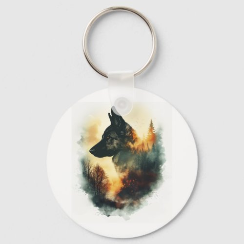 German Shepherds as Ghostly Guides Keychain