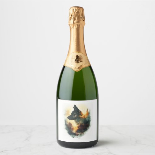 German Shepherds as Ghostly Guides Sparkling Wine Label