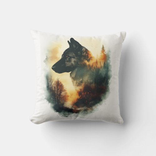 German Shepherds as Ghostly Guides Throw Pillow