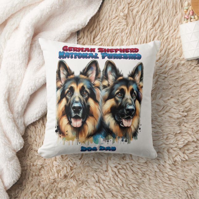 German Shepherds Celebrating National Purebred Day Throw Pillow (Blanket)