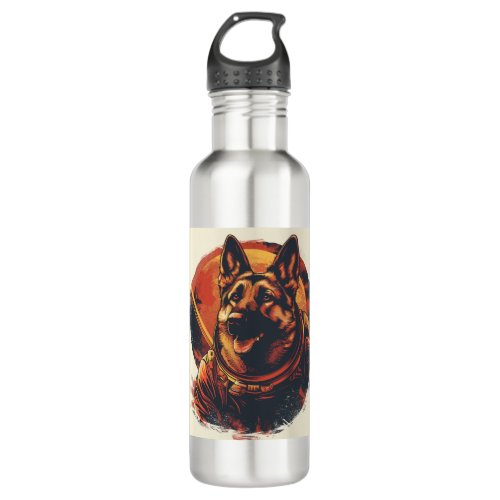 German Shepherds Exploring Space Stainless Steel Water Bottle