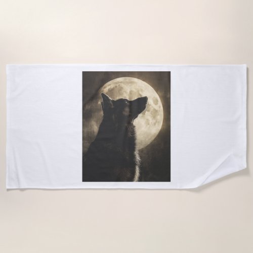 German Shepherds Howling at the Moon Beach Towel