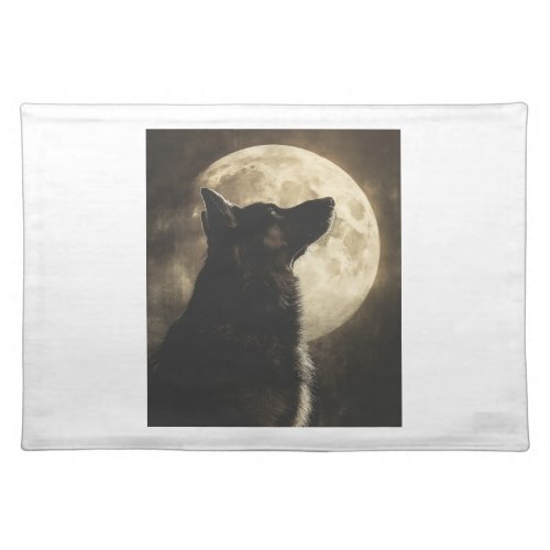 German Shepherds Howling at the Moon Cloth Placemat