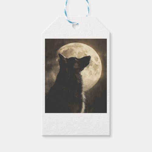 German Shepherds Howling at the Moon Gift Tags