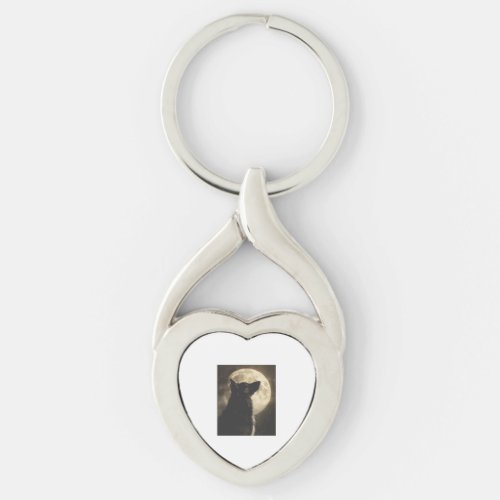 German Shepherds Howling at the Moon Keychain