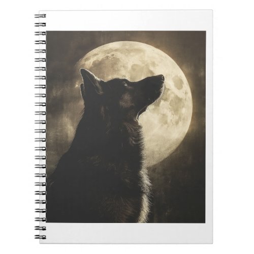 German Shepherds Howling at the Moon Notebook
