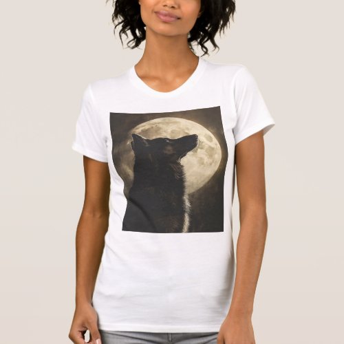 German Shepherds Howling at the Moon T_Shirt