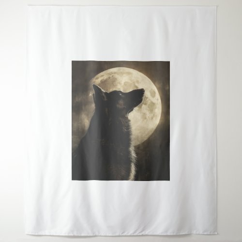 German Shepherds Howling at the Moon Tapestry