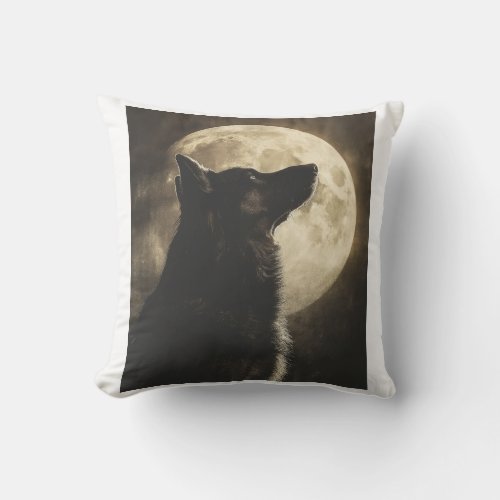 German Shepherds Howling at the Moon Throw Pillow
