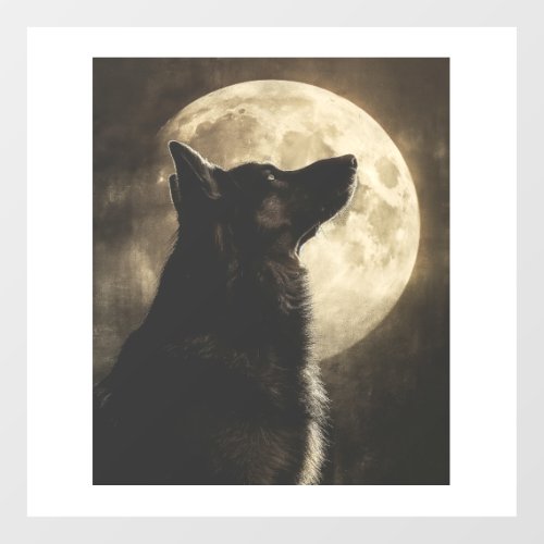 German Shepherds Howling at the Moon Wall Decal