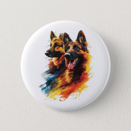 German Shepherds in Colorful Cyclone Button