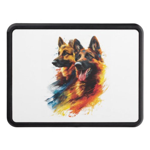 German Shepherds in Colorful Cyclone Hitch Cover