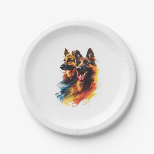 German Shepherds in Colorful Cyclone Paper Plates