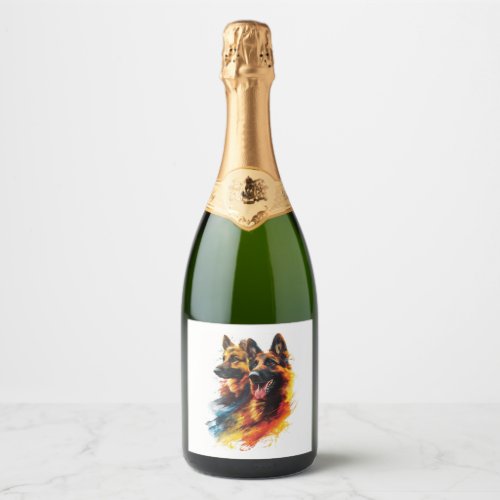German Shepherds in Colorful Cyclone Sparkling Wine Label