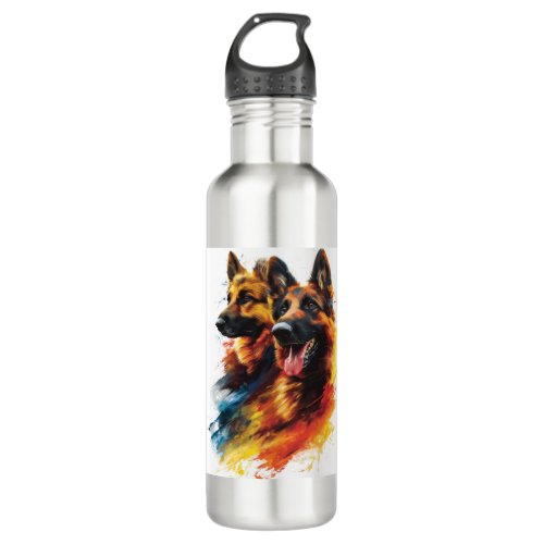 German Shepherds in Colorful Cyclone Stainless Steel Water Bottle