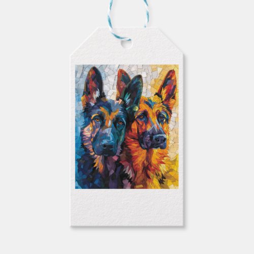 German Shepherds in Colorful Harmony Gift Tags