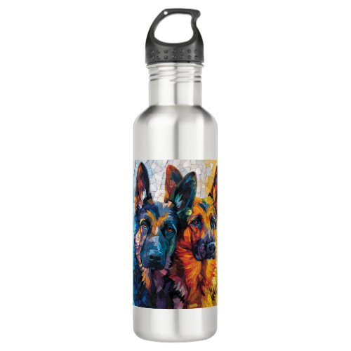 German Shepherds in Colorful Harmony Stainless Steel Water Bottle