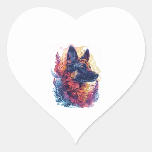 German Shepherds in Deep Sea Elegance Heart Sticker