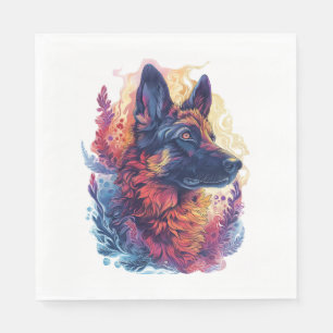 German Shepherds in Deep Sea Elegance Napkins