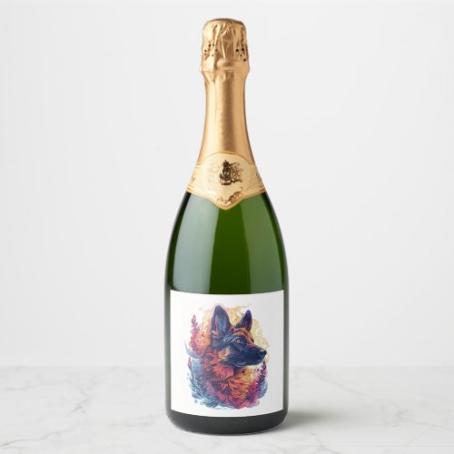 German Shepherds in Deep Sea Elegance Sparkling Wine Label