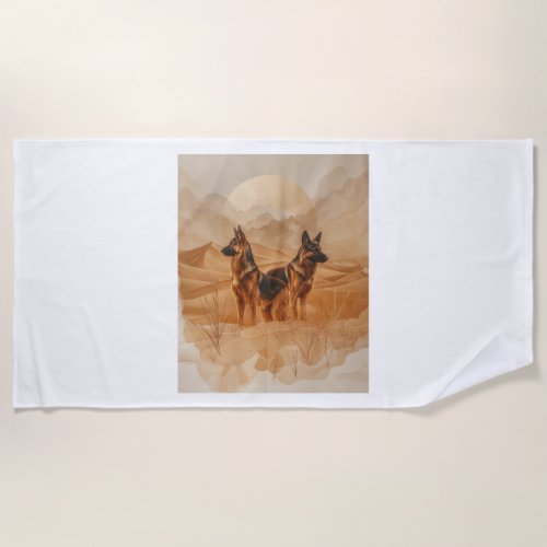 German Shepherds in Desert Dreams Beach Towel