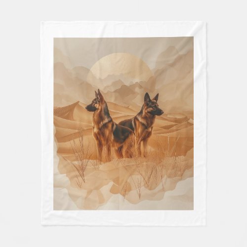 German Shepherds in Desert Dreams Fleece Blanket