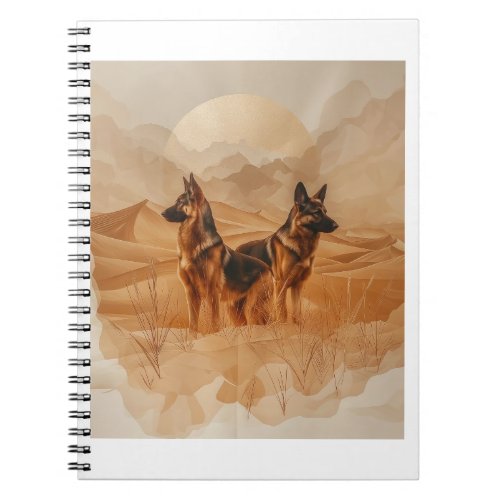 German Shepherds in Desert Dreams Notebook