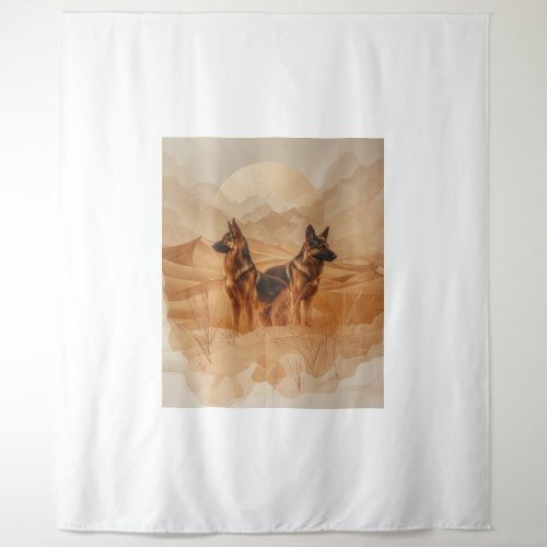 German Shepherds in Desert Dreams Tapestry