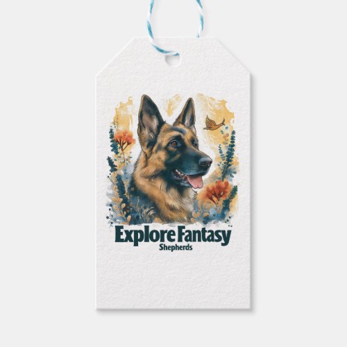 German Shepherds in Fantasy Forest Gift Tags