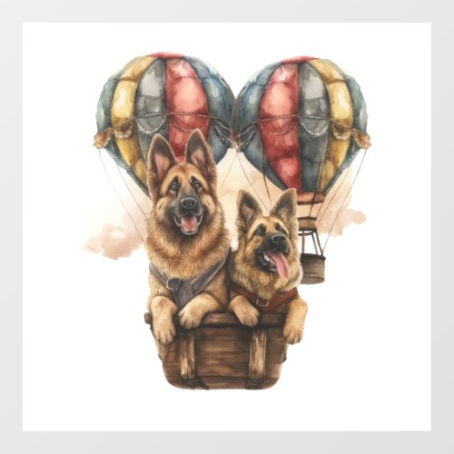 German Shepherds in Hot Air Balloons Floor Decals