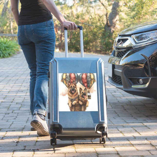 German Shepherds in Hot Air Balloons Sticker (Suitcase Insitu)