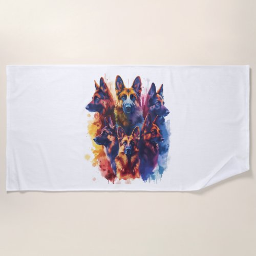 German Shepherds in Magical Academy Picture Beach Towel