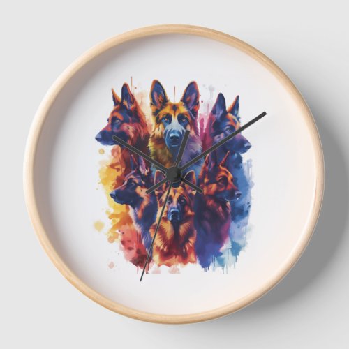German Shepherds in Magical Academy Picture Clock