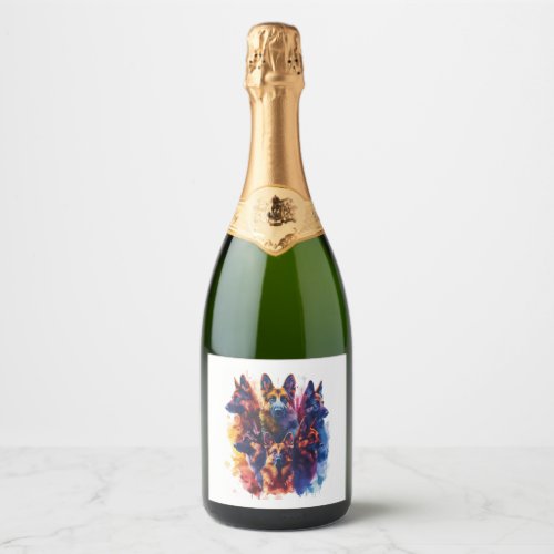 German Shepherds in Magical Academy Picture Sparkling Wine Label