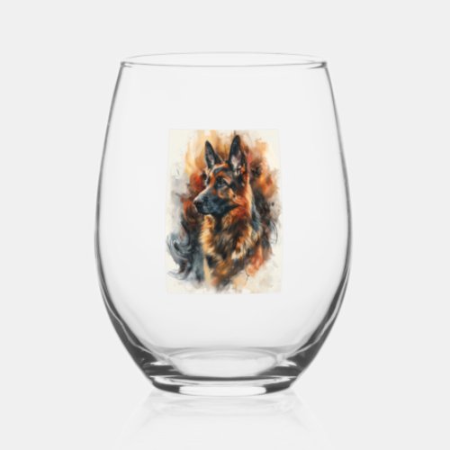 German Shepherds in Magnetic Fields Stemless Wine Glass