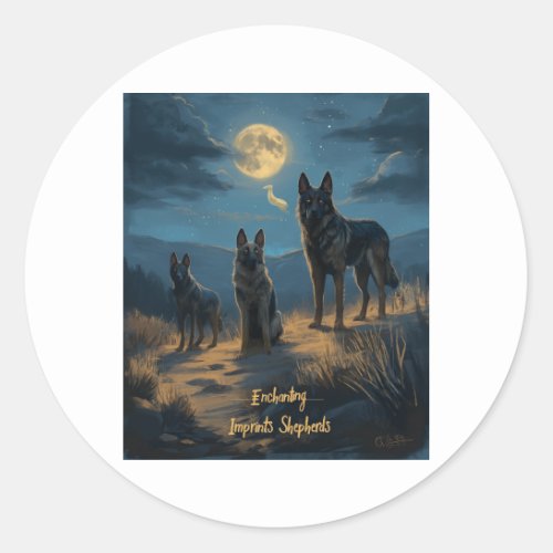German Shepherds in Midnight Serenity Classic Round Sticker