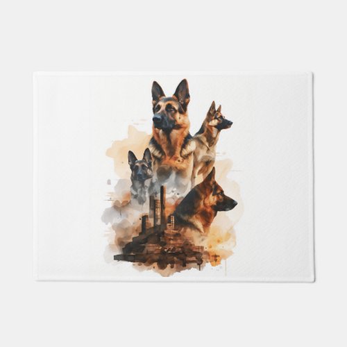 German Shepherds in Monumental Majesty Position Doormat