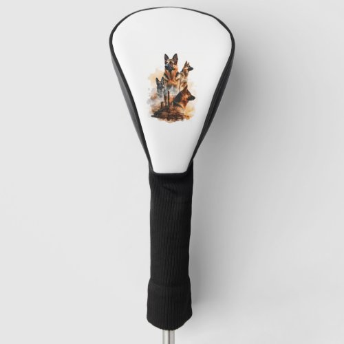 German Shepherds in Monumental Majesty Position Golf Head Cover