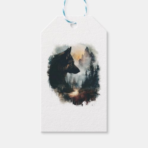 German Shepherds in Moonlit Magic Gift Tags