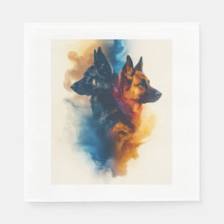 German Shepherds in Nebula Nexus Napkins