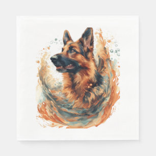 German Shepherds in Oceanic Elegance Napkins