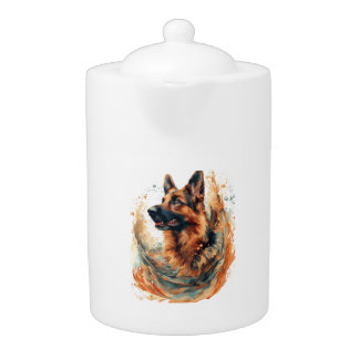 German Shepherds in Oceanic Elegance Teapot
