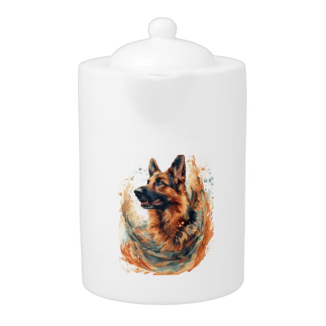 German Shepherds in Oceanic Elegance Teapot (Front)