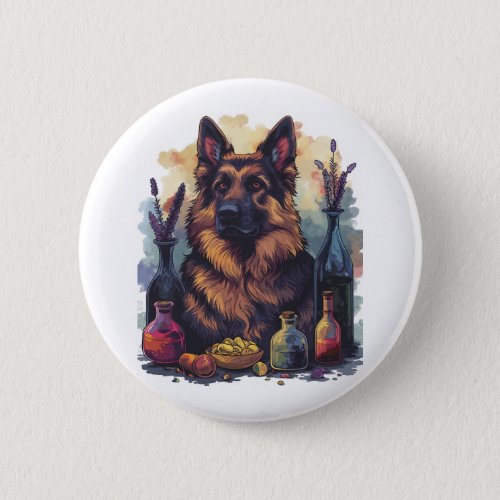 German Shepherds in Potion Play Portray Button