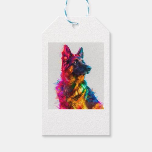 German Shepherds in Prism Perfection Gift Tags