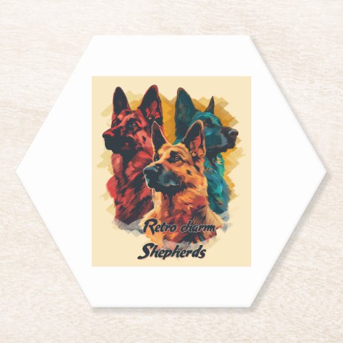 German Shepherds in Retro Glory Paper Coaster