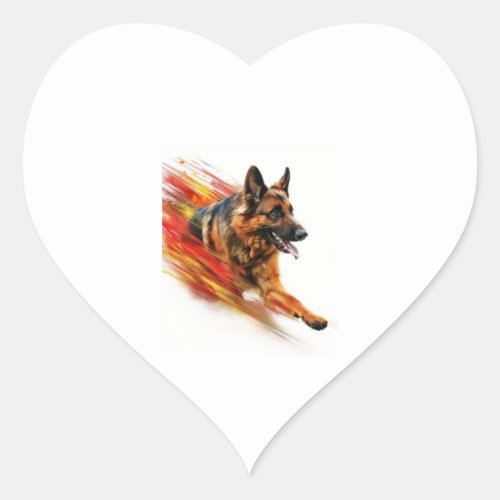 German Shepherds in Supersonic Speed Heart Sticker