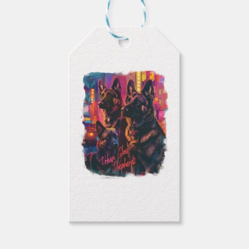 German Shepherds in Urban Glow Gift Tags